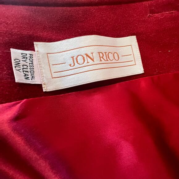 Vintage Ultara Jon Rico Red Non Leather Suede Trench Coat Sz 10 - Picture 5 of 9